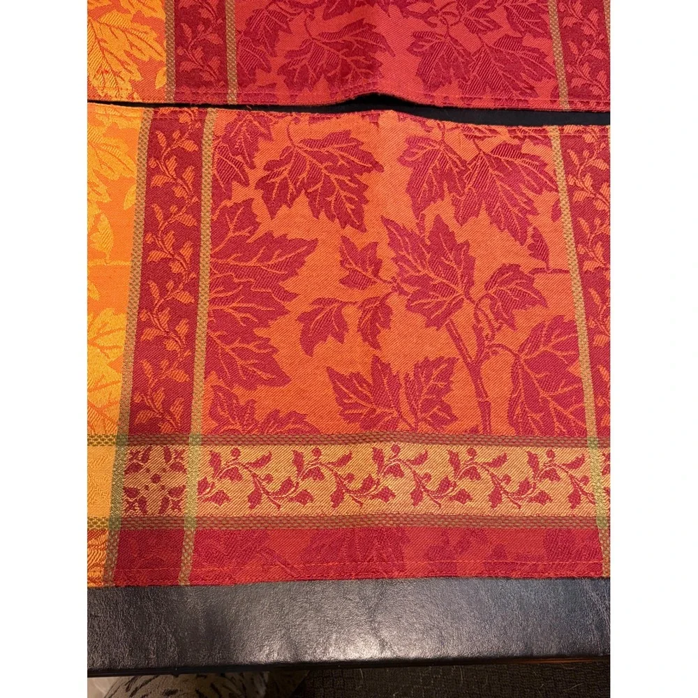 Bardwil Linens Montvale Placemats Set of 2 Fall Autumn Leaf Gold Red 13x19 NEW